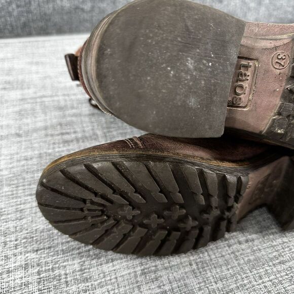 Taos Footwear Crave Combat Boots Womens Sz US 6.5 EU 37 Bordeaux Leather Lace Up - Picture 11 of 16